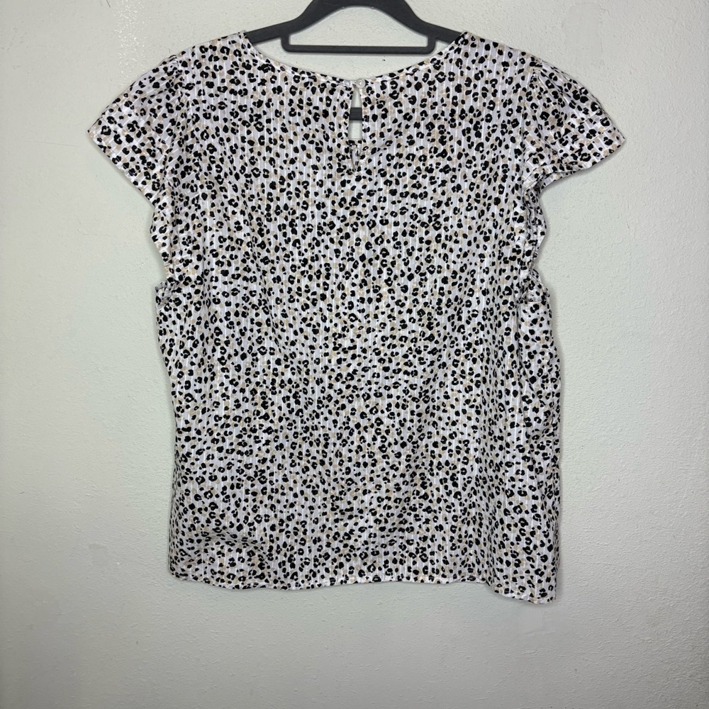 J. Crew Black and White Animal Print Patterned Blouse Large - Picture 7 of 7